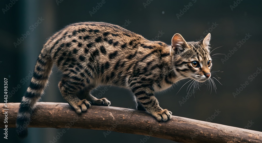 Black Footed Cat on Branch Black Footed Cat on Branch