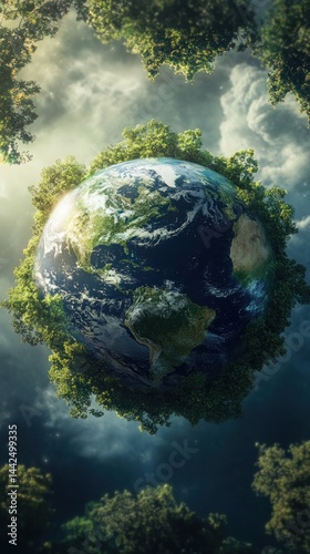 Earth enveloped in lush greenery