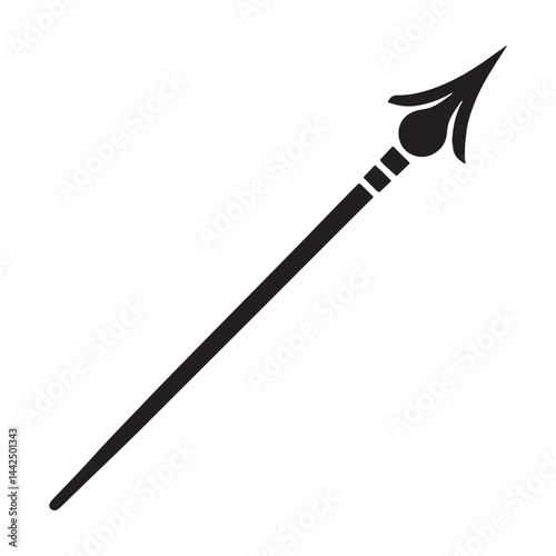Hunting Spear silhouette, used for precision and survival – Spear illustration – Minimalist Spear vector – Weapon silhouette

