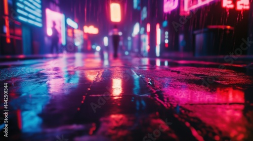 Wallpaper Mural A futuristic neon lit urban street in a rainstorm Torontodigital.ca