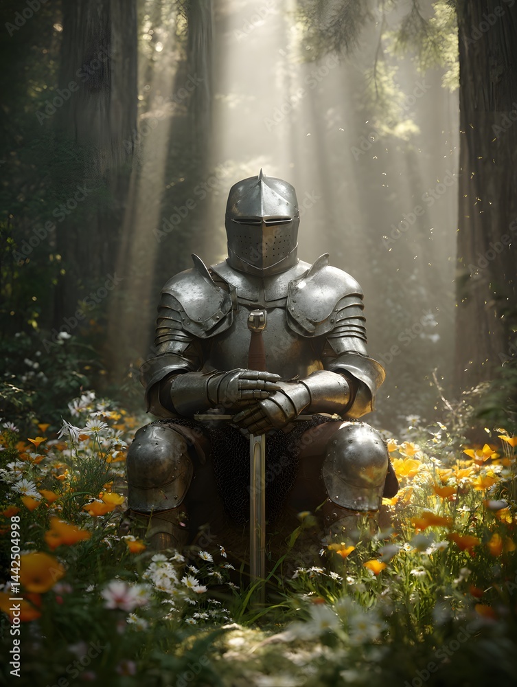 Fototapeta premium The rider holds a sword