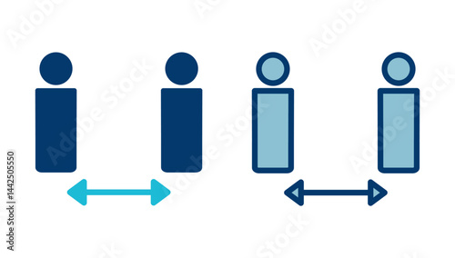 Social distancing icon vector isolated on white background. Keep distance sign. Coronavirus. Social Distancing and Self Quarantine.