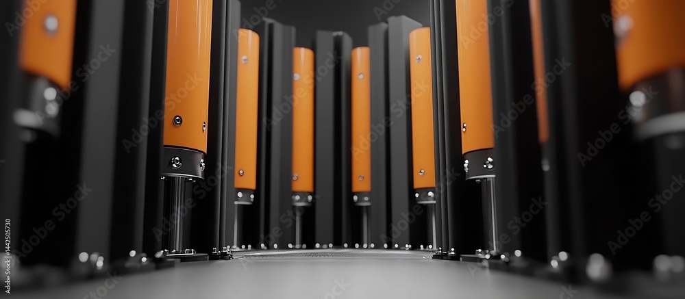 Obraz premium Modern Orange and Black Cylindrical Structures