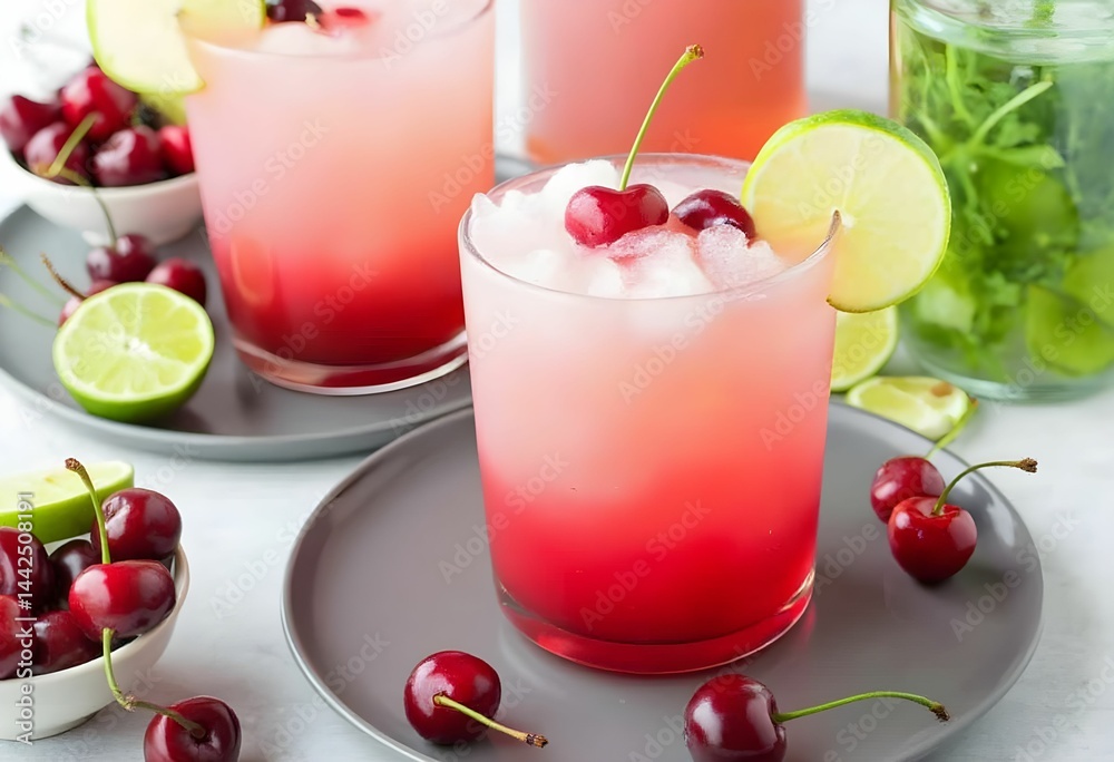 Refreshing Cherry Limeade with Crushed Ice..