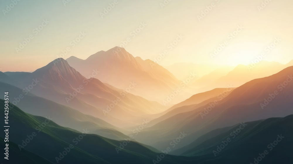 Obraz premium Majestic mountain range at sunrise
