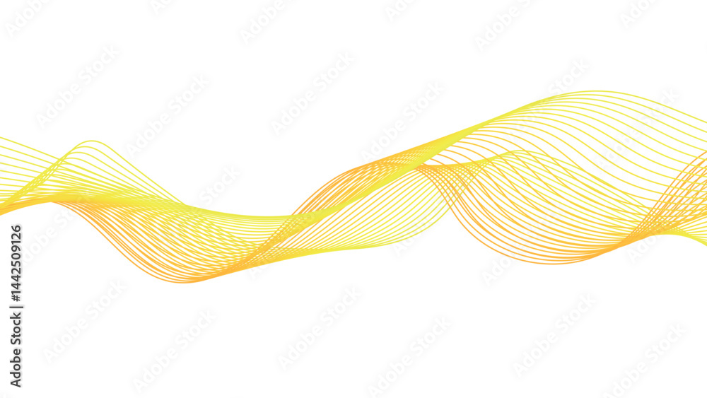 Vibrant Yellow Flowing Wave Design on White Background
