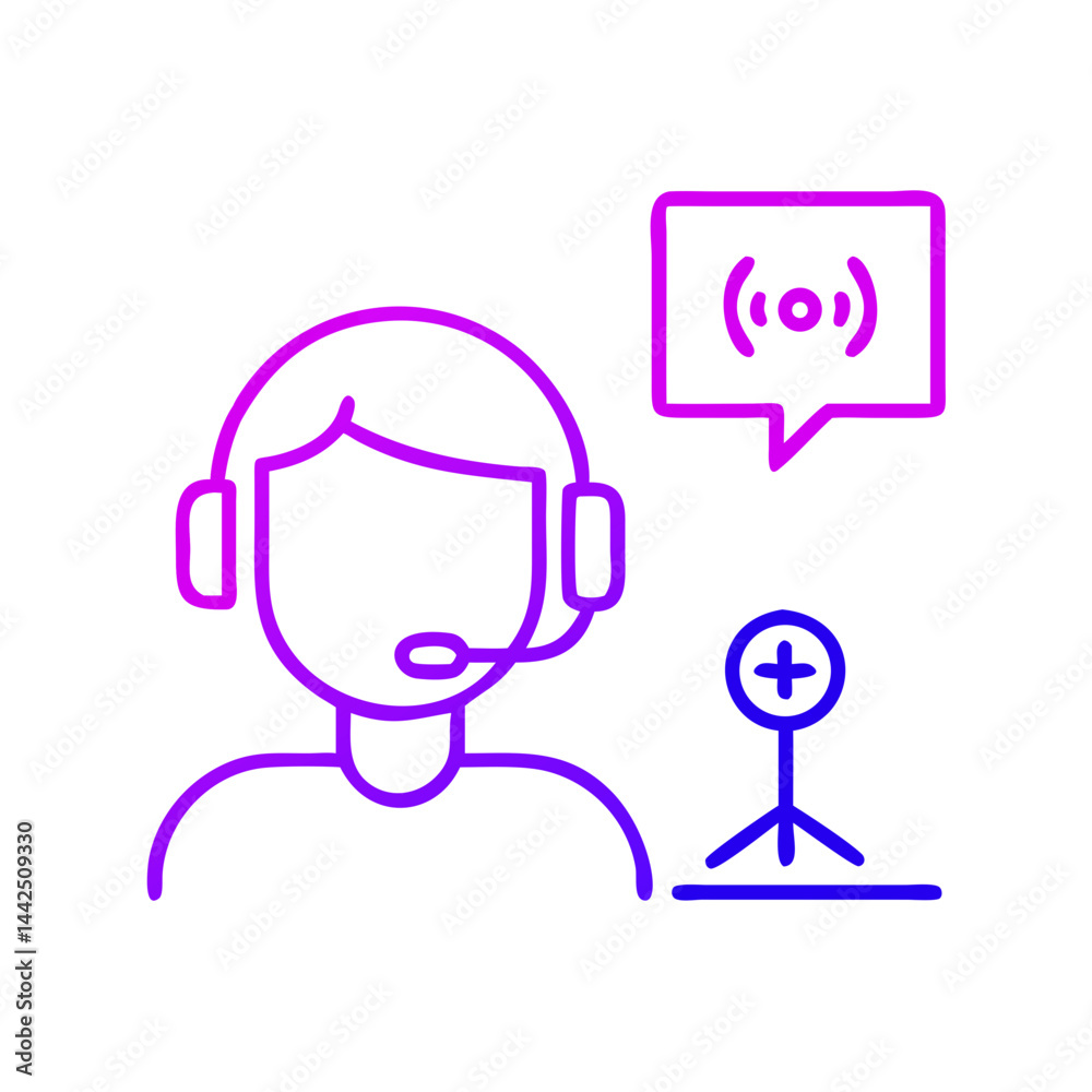 Gamer with Microphone Communicating in a Digital Setup Gamer with Microphone Communicating in a Digital Setup