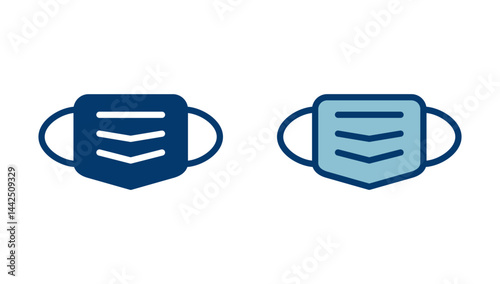 Mask icon vector isolated on white background. Man face with mask icon. Safety breathing masks. Industrial safety N95 mask. Medical mask vector icon.