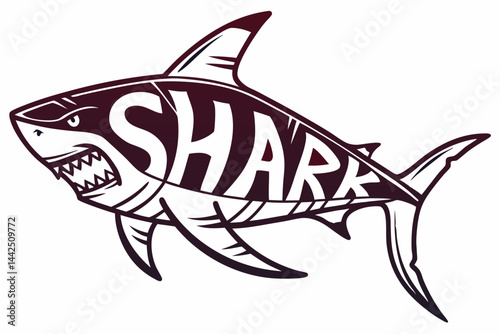 A Shark Made Of Typography Letters Forming The Body