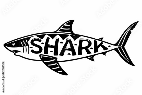 A Shark Made Of Typography Letters Forming The Body