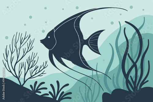 Angelfish Silhouette Vector Illustration