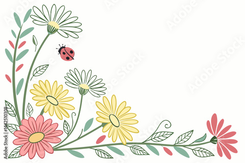 Cute Daisy Border Frame Design For Invitations Or Cards