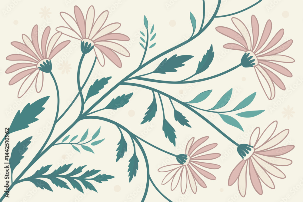 Fototapeta premium Seamless Daisy Floral Pattern With Light Pastel Tones