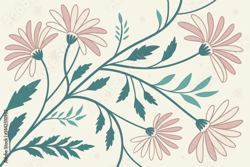 Seamless Daisy Floral Pattern With Light Pastel Tones