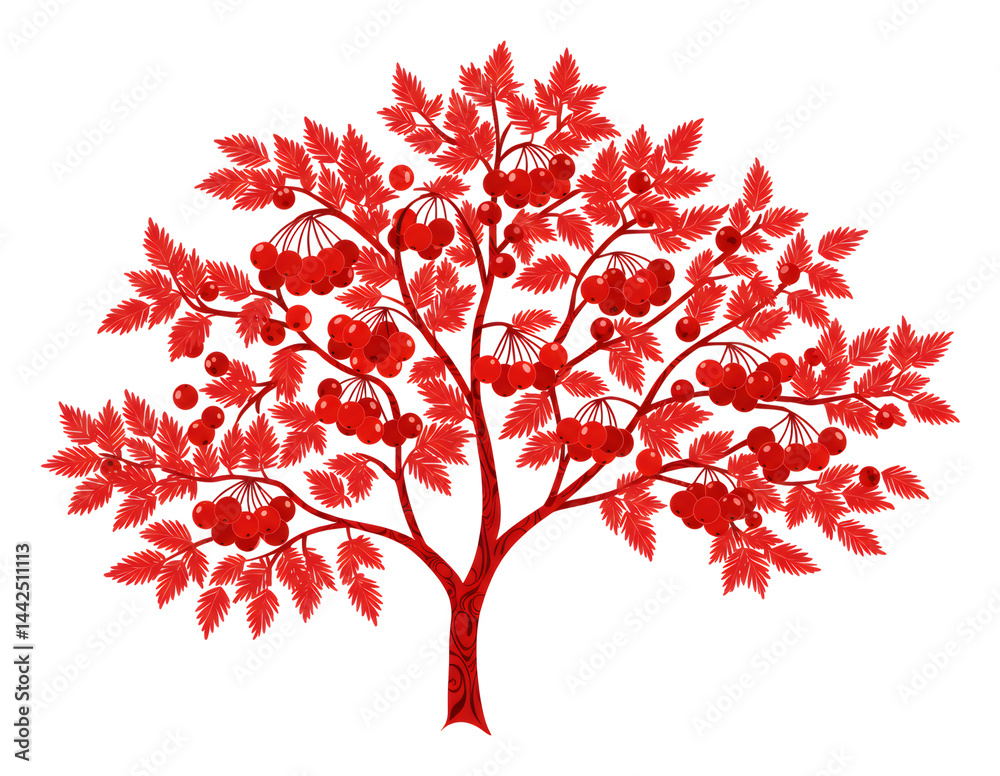 燃える紅葉 赤い実 豊かな秋景色