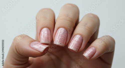 Wallpaper Mural Glittering Nails: Sparkling Pink Manicure with Silver Accents for a Chic, Elegant Look - Nail Art Inspiration Torontodigital.ca