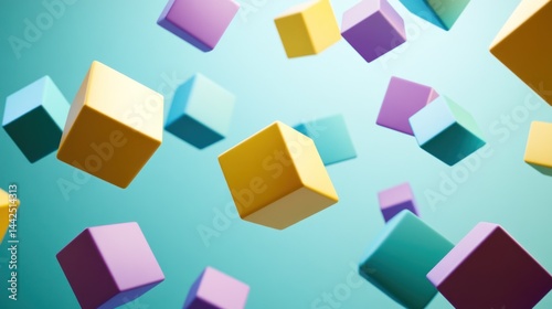 Free Download Colorful Floating Cubes on Teal Background - GFXLoad