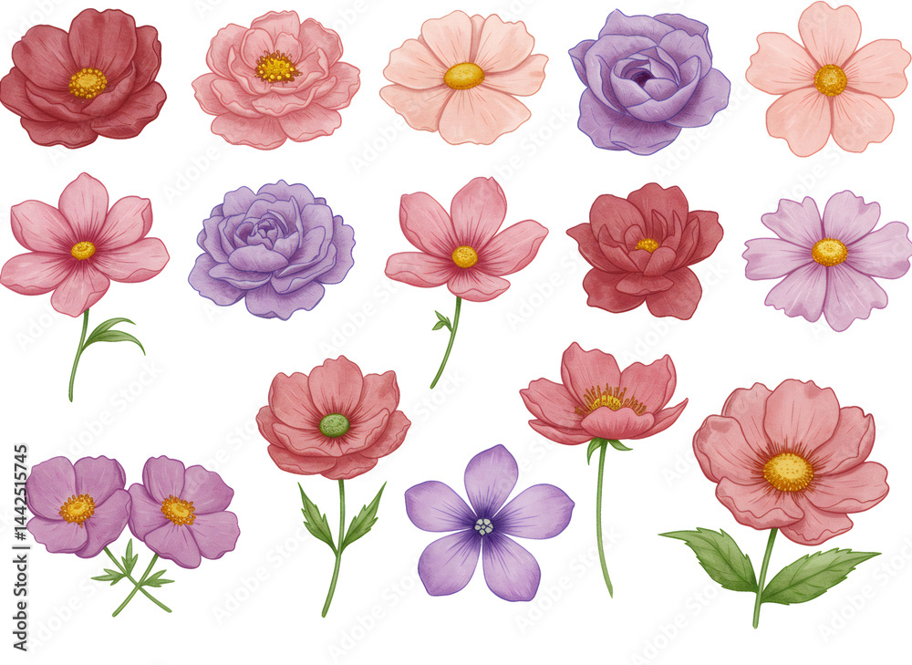 可憐な淡色花束 水彩風イラスト 可憐な淡色花束 水彩風イラスト