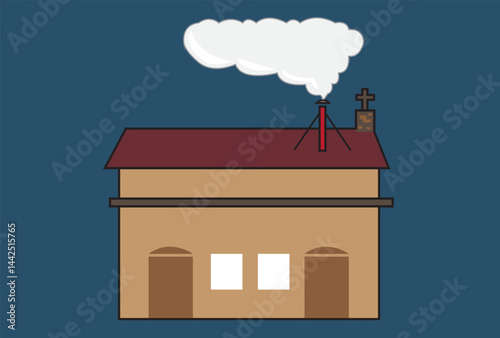 White Smoke means There is a New Pope Elected in the Papal Conclave. Editable Clip Art.