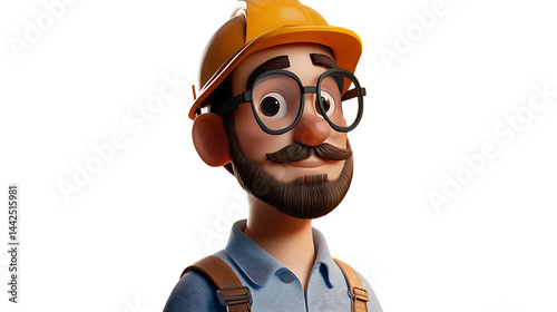 3d cartoon portrait of working man