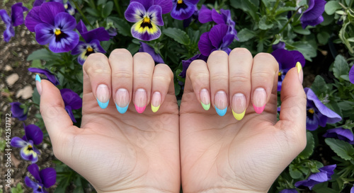  Pastel French Tips! Spring Nails & Pansies: Cute Manicure, Nail Art, Colorful Designs & Flower Garden Beauty!