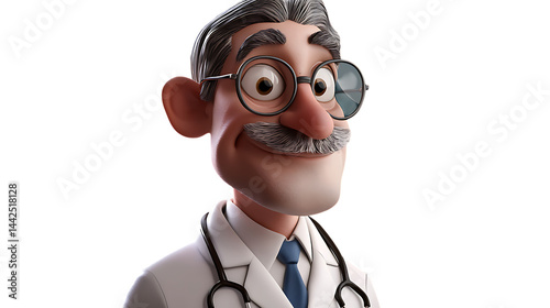 3d cartoon portrait of doctor