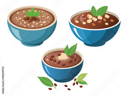 vector illustration of a filipino food Champorado (Sweet Chocolate Rice Porridge)