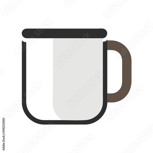 Simple graphic of a steaming hot coffee mug. A stylized, flat icon of a coffee mug filled with hot beverage, emitting steam.