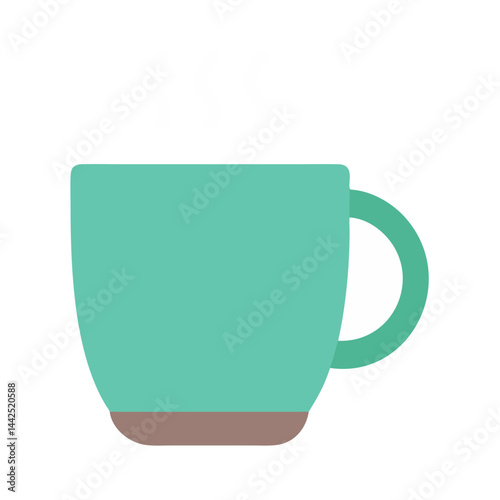 Simple teal mug icon, perfect for branding or design assets. A flat, vector illustration of a teal-colored mug.