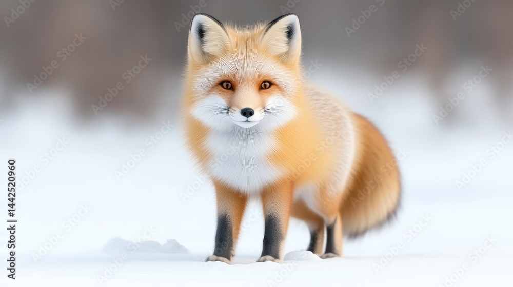 Obraz premium Red Fox in Snowy Landscape