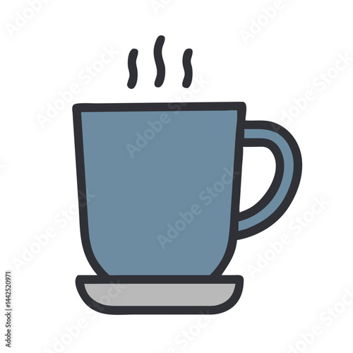 Simple teal mug icon, perfect for branding or design assets. A flat, vector illustration of a teal-colored mug.
