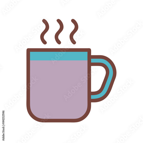 Simple teal mug icon, perfect for branding or design assets. A flat, vector illustration of a teal-colored mug.