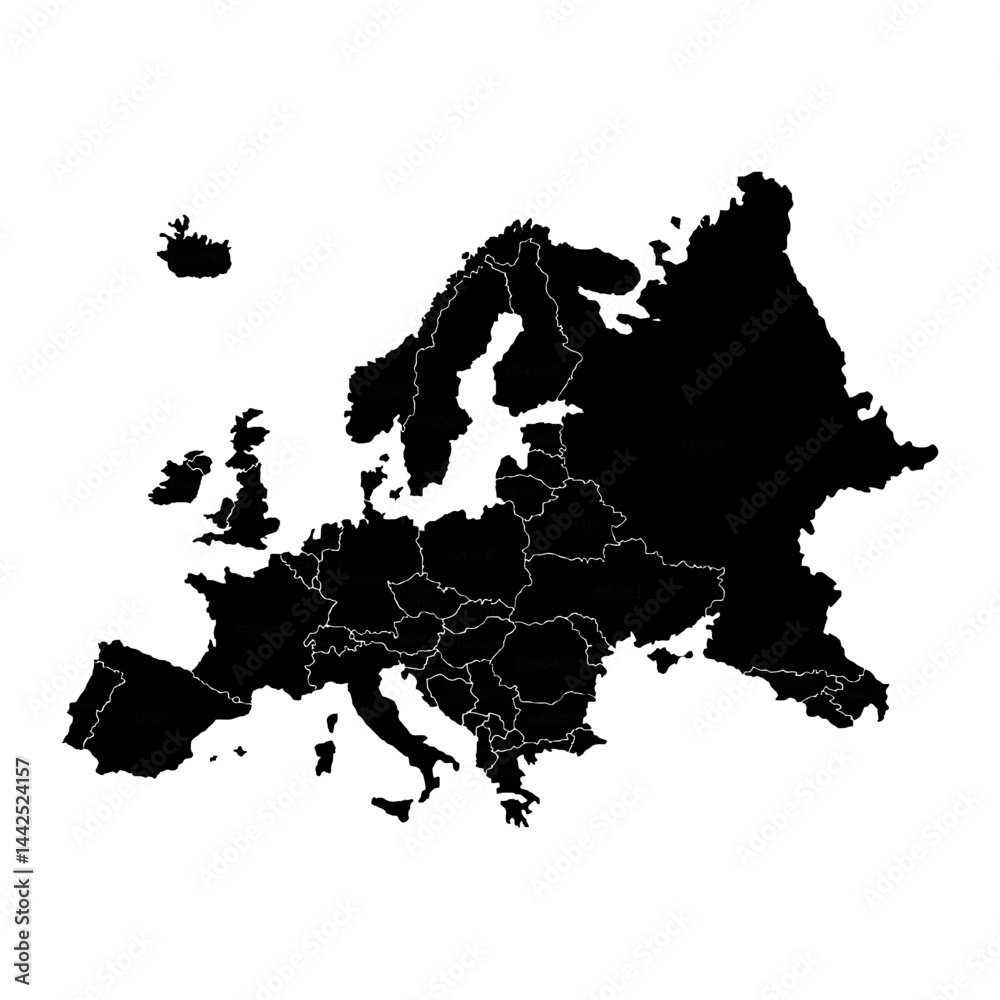 Europe continent vector map isolated on transparent background Europe continent vector map isolated on transparent background
