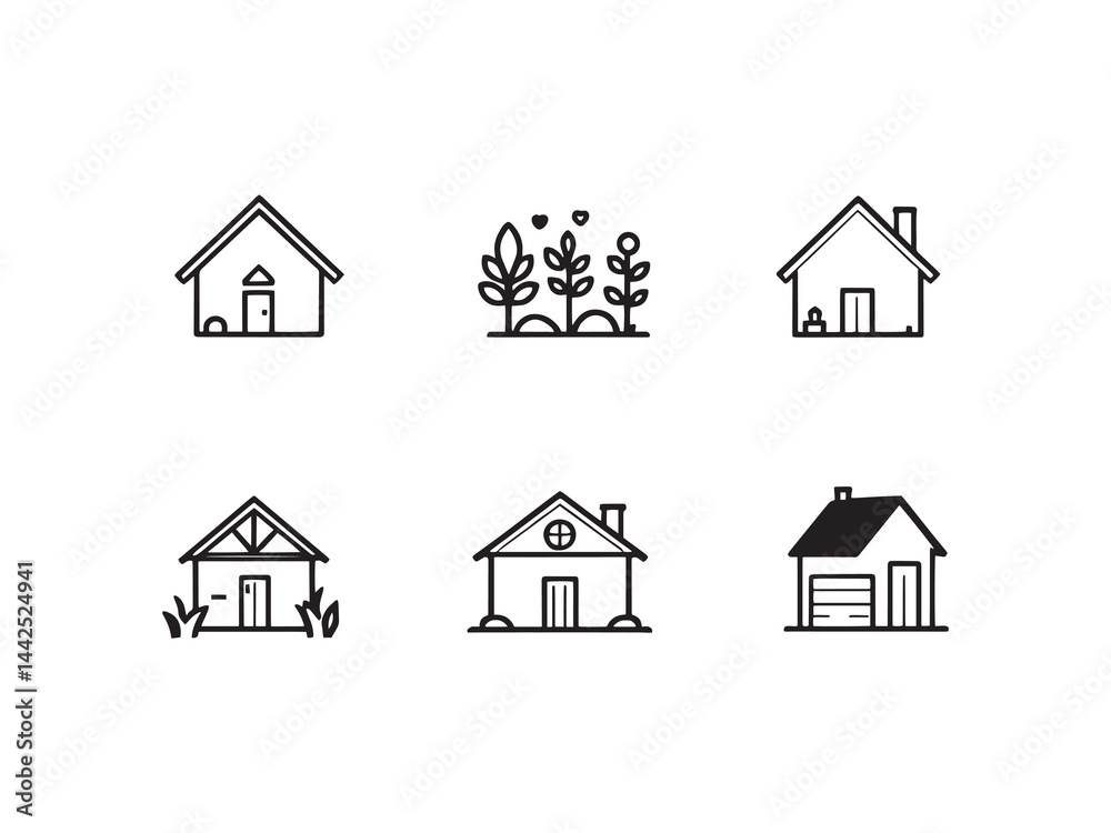 Fototapeta premium simple line art home icon vector design 