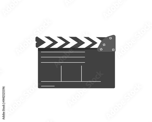 png motion picture template with realistic black clapper and director board used for acting set video clip media in theatre event production with camera footage and illustration of empty symbol

