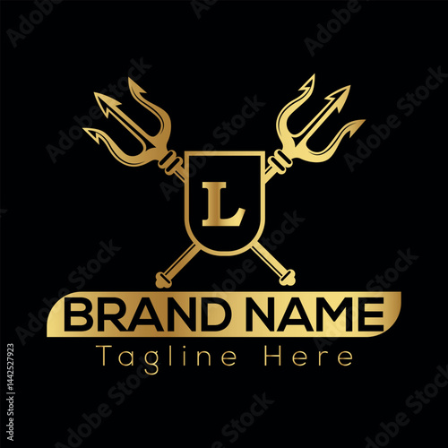 Under construction design featuring a vector gas mask illustration is a grunge concept symbol L logo design