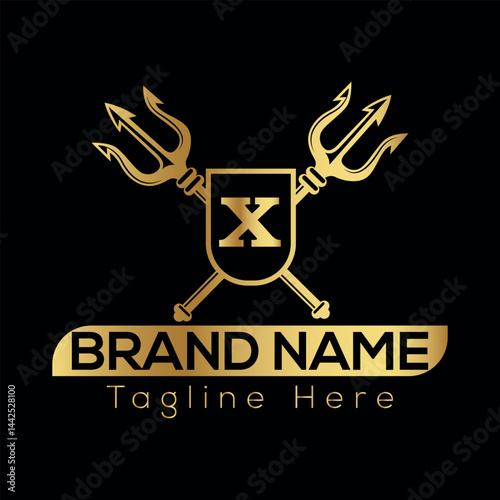 Under construction design featuring a vector gas mask illustration is a grunge concept symbol X logo design