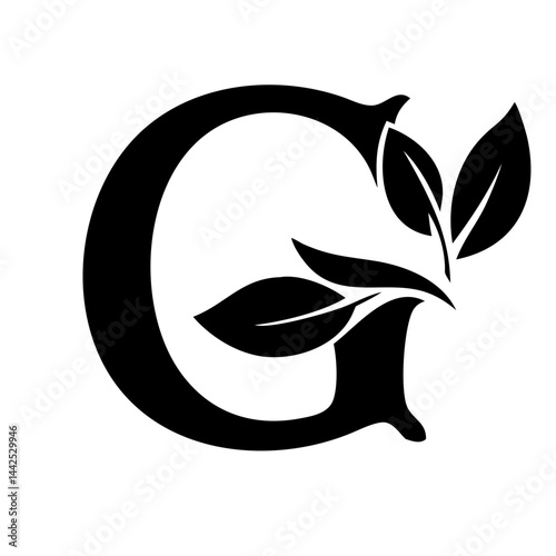 Elegant Letter G Logo Design with a Botanical Flourish of Leaves