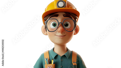 3d cartoon portrait of working man
