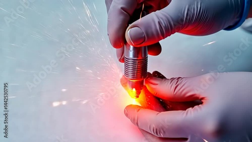 Implantation, dental surgery, tooth placement. Medical procedure. Titanium abutments integrate bone structures. Implants improve masticatory abilities. Oral health enhances overall well-being.