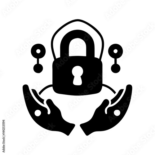 Protecting data with digital security and hands to ensure online privacy