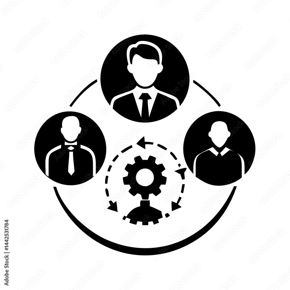 Business process automation depicted by a team working collaboratively and efficiently Business process automation depicted by a team working collaboratively and efficiently