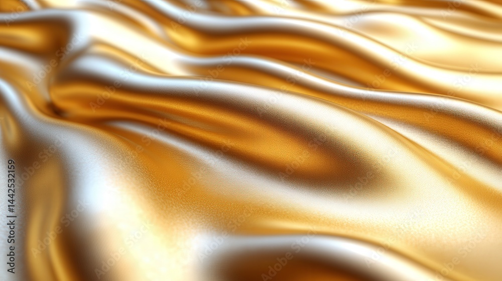 Obraz premium Silky gold and silver fabric gracefully flowing in gentle waves capturing light in a soft glow