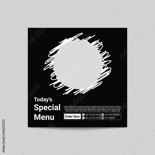 Modern Restaurant Social Media Post Design Template Black Background