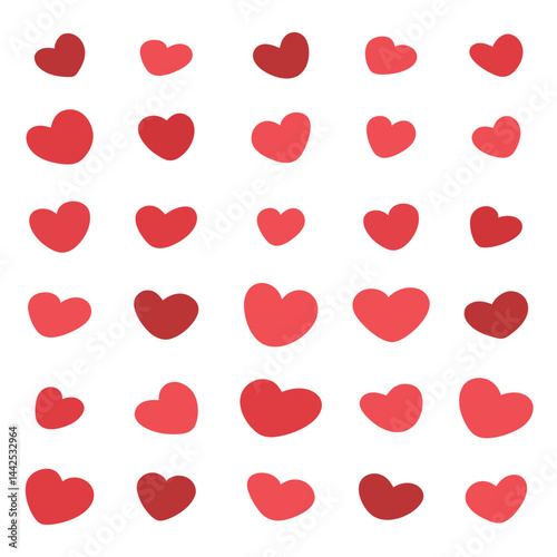 Heart vector illustration. Various types of heart vector graphics. Valentines day decoration element.