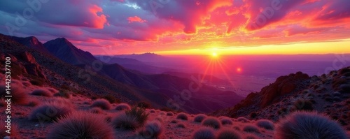 Sunrise paints vibrant hues across a New Mexico mountain range, view, mountain, breathtaking