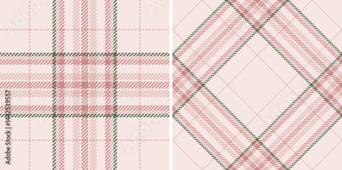 Elegant blush pink and sage green plaid patterns.  Perfect for textile design, wallpaper, or fashion projects.