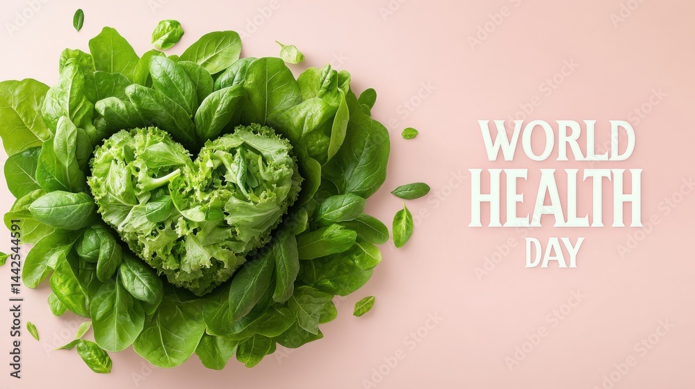 World Health Day concept. Green Leaves Only: Pure Greens for a Healthy Lifestyle