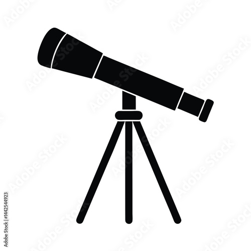 Black Silhouette Icon of Scientific Telescope