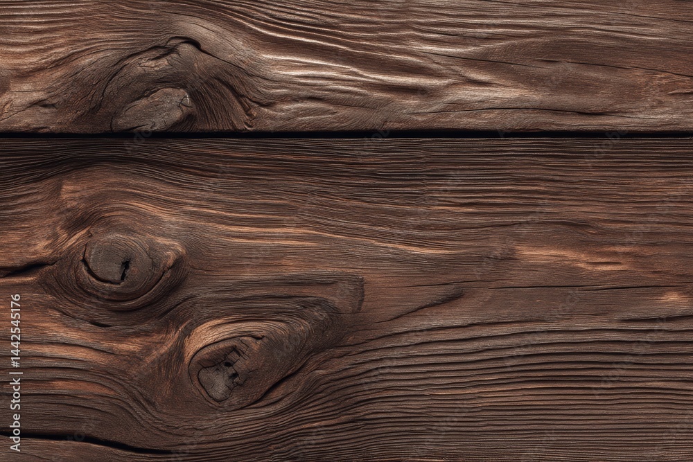 Naklejka premium A brown board is set against a dark wooden background that showcases a natural wood texture